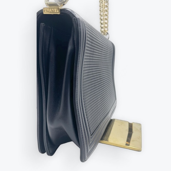 Auth Chanel Navy Blue Limited Edition Boy Flap Large New Cube Shoulder Bag - Picture 9 of 16